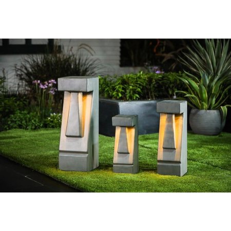 SPLASHOFFLASH Luxen Home Cement 23.25in.H Easter Island Tiki LED Solar Bollard Light SP2684113